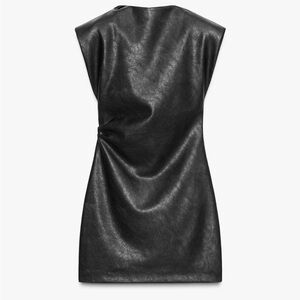 ZARA FAUX LEATHER SHORT DRESS WITH SHOULDER PADS -NWT